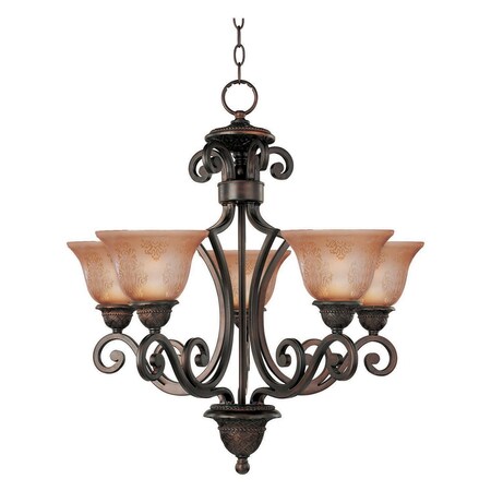 Maxim Five Light Oil Rubbed Bronze Screen Amber Glass Up Chandelier 11244SAOI